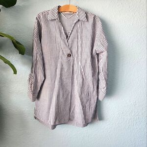 Zara striped tunic style coastal  lagenlook minimalist freestyle blouse